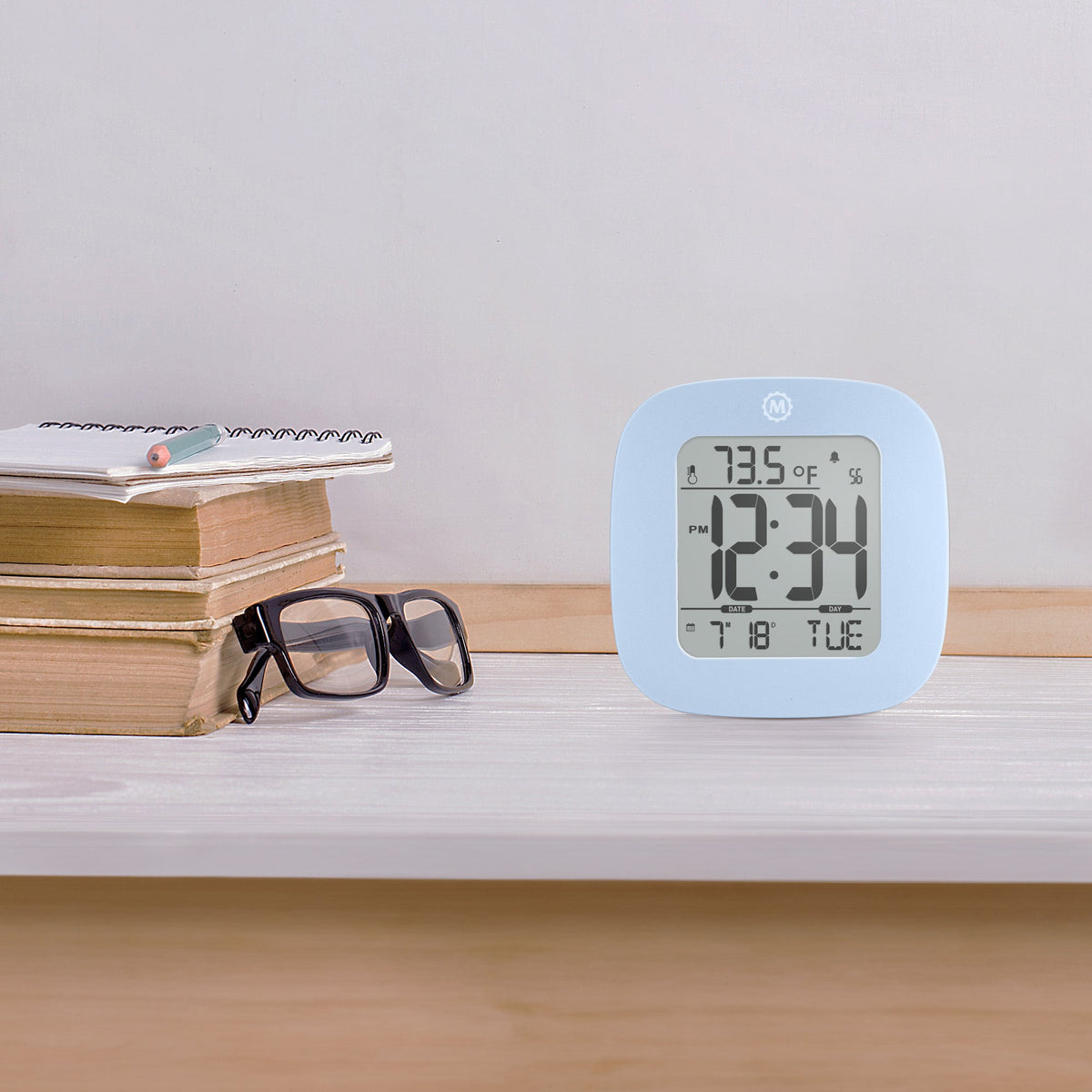Marathon Clock, LCD, Alarm, Mini, Blue (25/50)