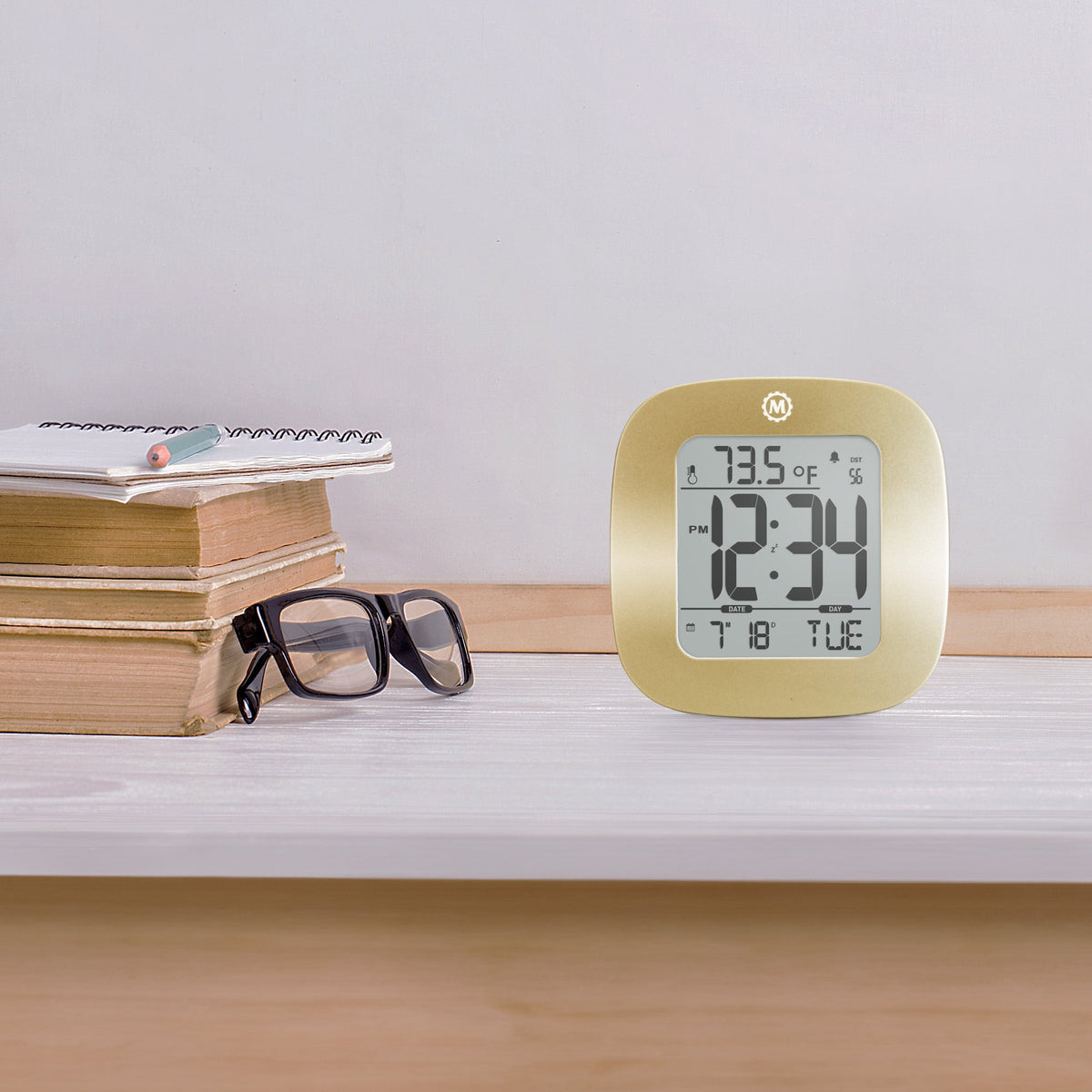 Marathon Clock, LCD, Alarm, Mini, gold color (25/50)