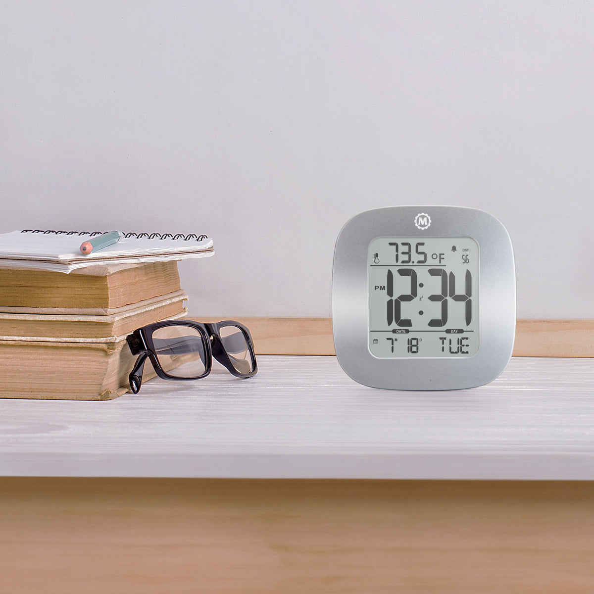 Marathon Clock, LCD, Alarm, Mini, Silver (25/50)