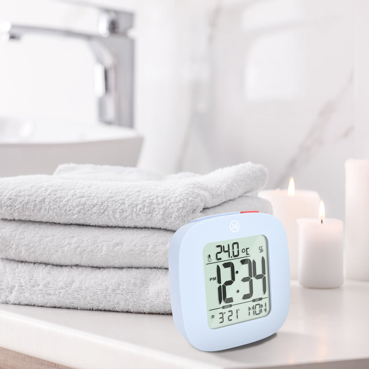 Marathon Clock, LCD, Alarm, Mini, Blue (25/50)