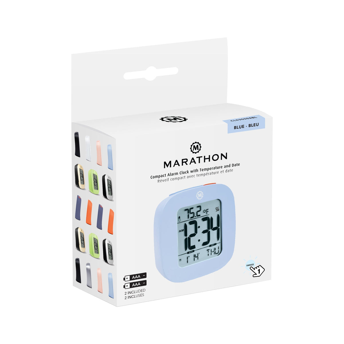 Marathon Clock, LCD, Alarm, Mini, Blue (25/50)