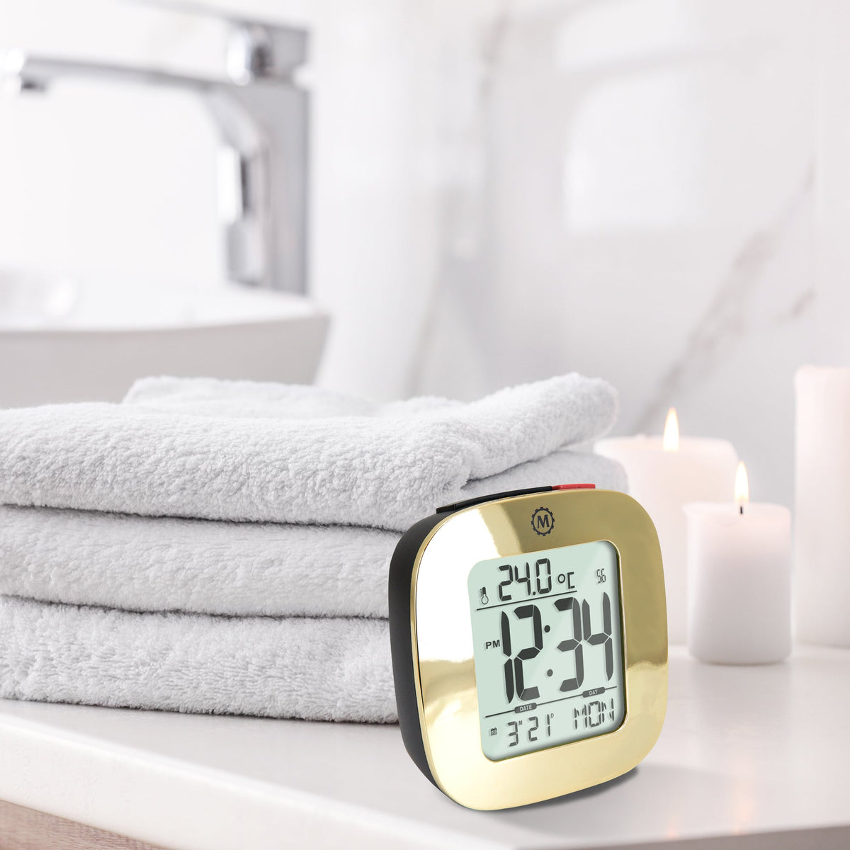 Marathon Clock, LCD, Alarm, Mini, gold color (25/50)