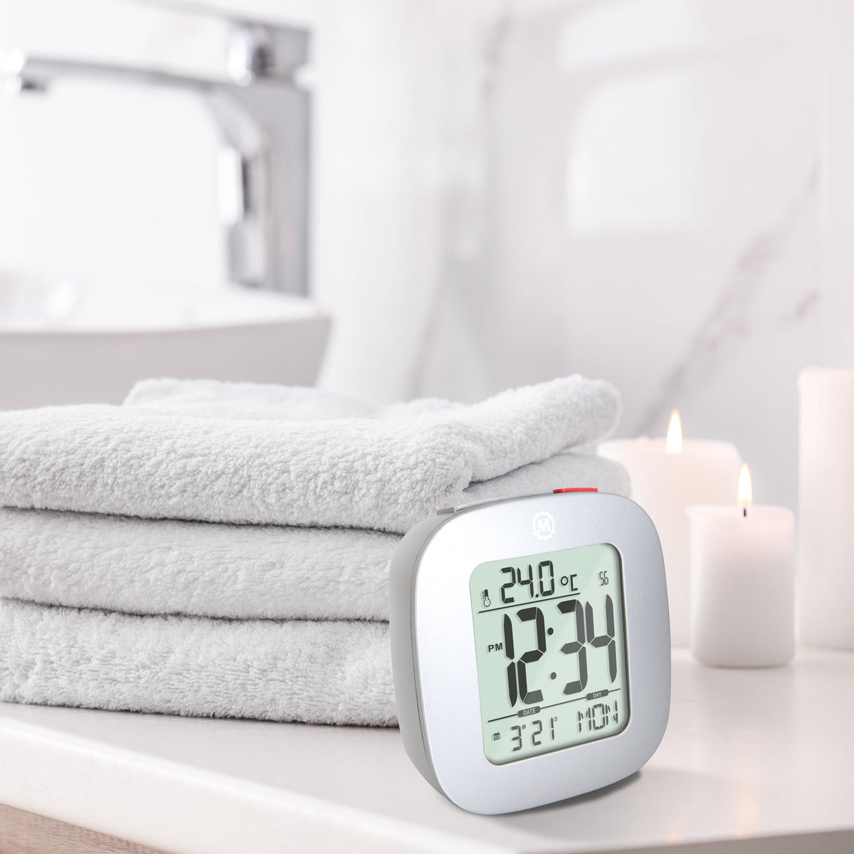 Marathon Clock, LCD, Alarm, Mini, Graphite Grey (25/50)