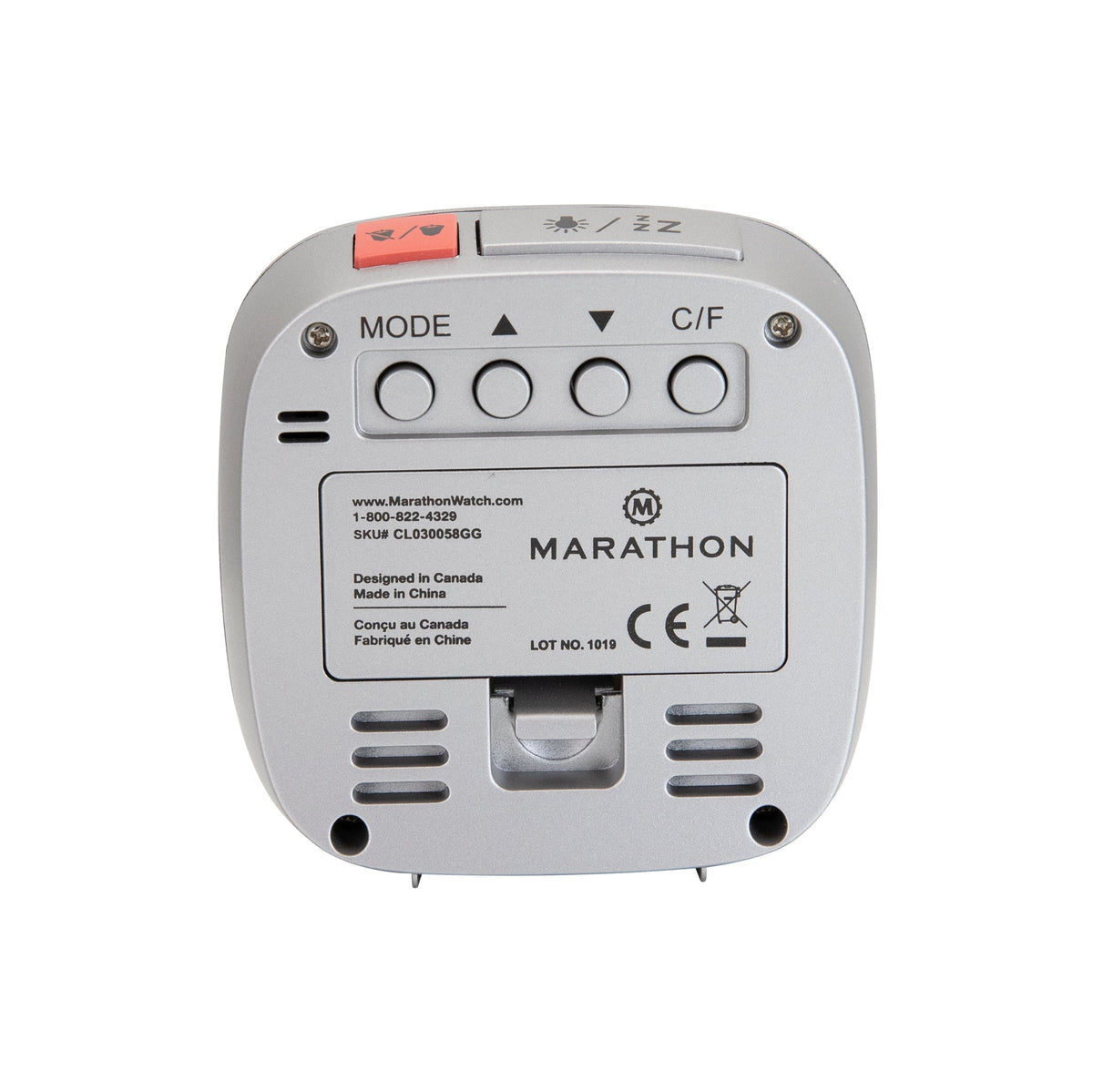 Marathon Clock, LCD, Alarm, Mini, Graphite Grey (25/50)