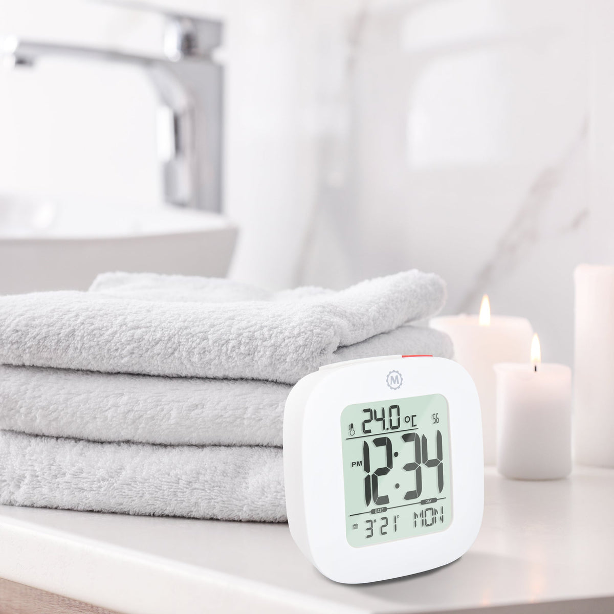 Marathon Clock, LCD, Alarm, Mini, White (25/50)