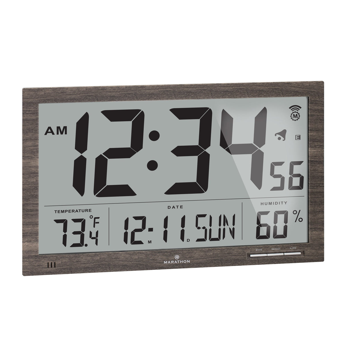 Marathon Slim Jumbo Self-Setting Wall Clock with Indoor Temperature & Humidity