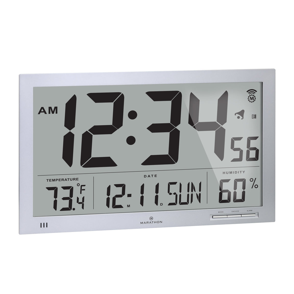 Marathon Slim Jumbo Self-Setting Wall Clock with Indoor Temperature & Humidity