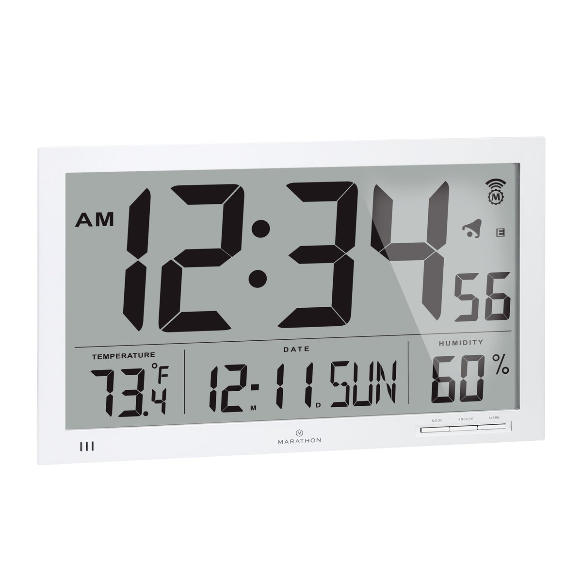 Marathon Slim Jumbo Self-Setting Wall Clock with Indoor Temperature & Humidity