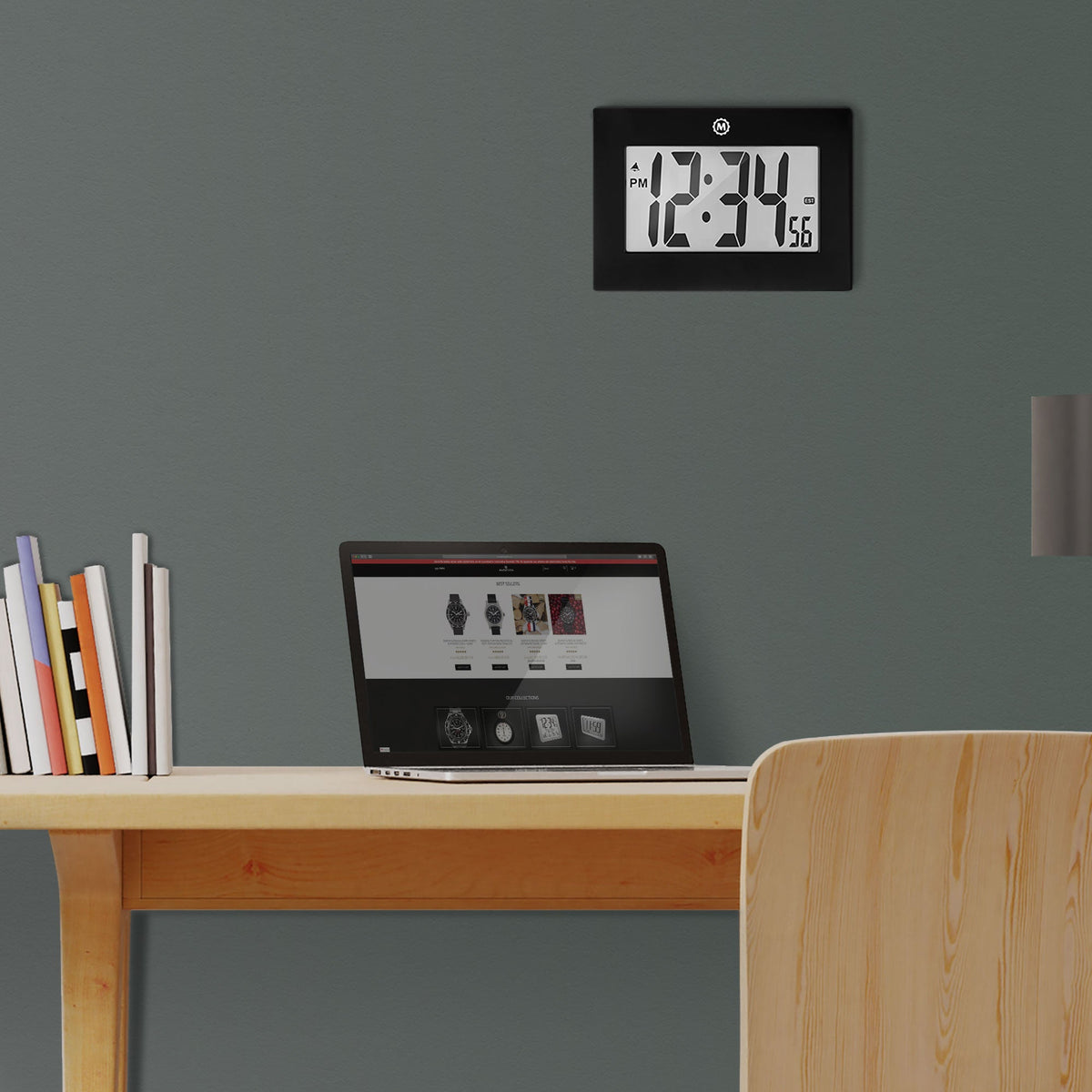 Marathon Large Frame Digital Wall Clock - Black