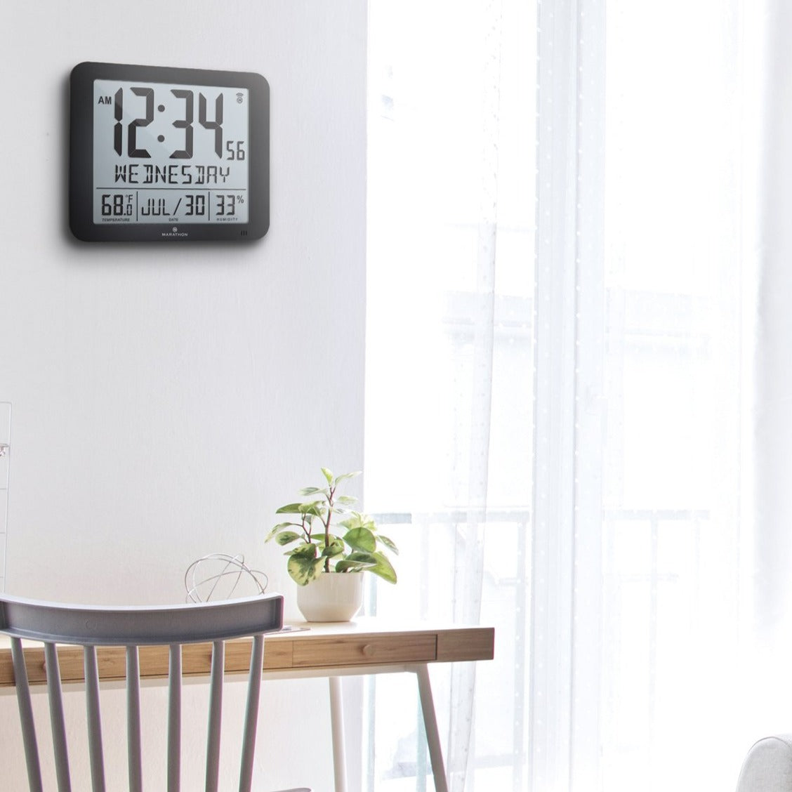 Slim Atomic Full Calendar Clock (Black) - Marathon Watch Company