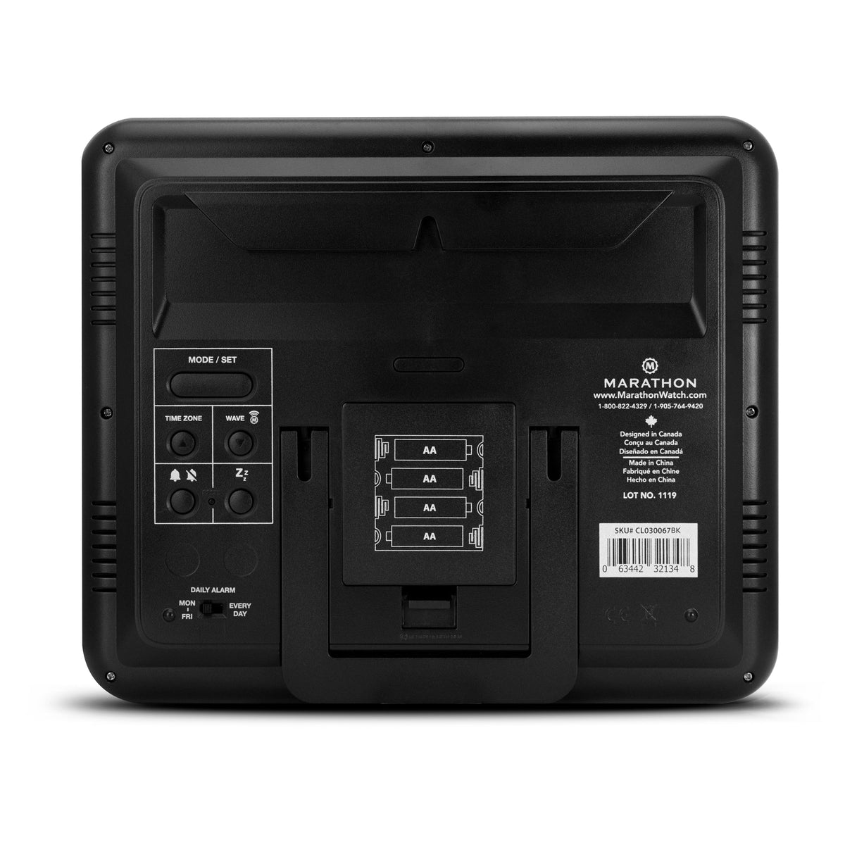 Marathon Slim Self-Setting Wall Clock with Full Calendar Display, Temperature & Humidity
