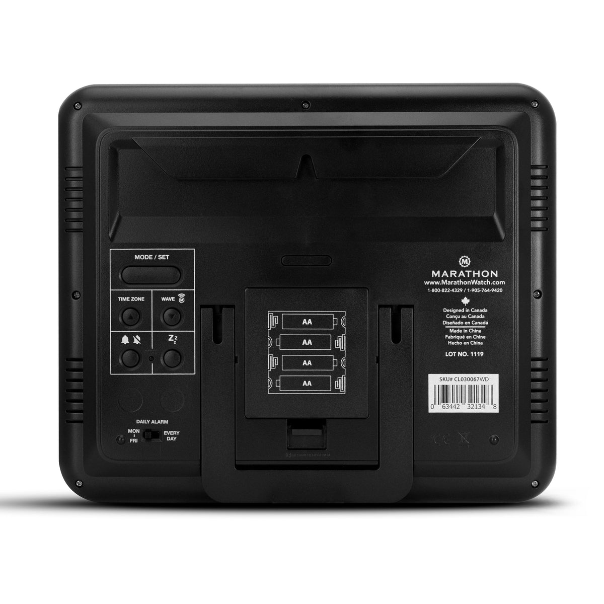Marathon Slim Self-Setting Wall Clock with Full Calendar Display, Temperature & Humidity