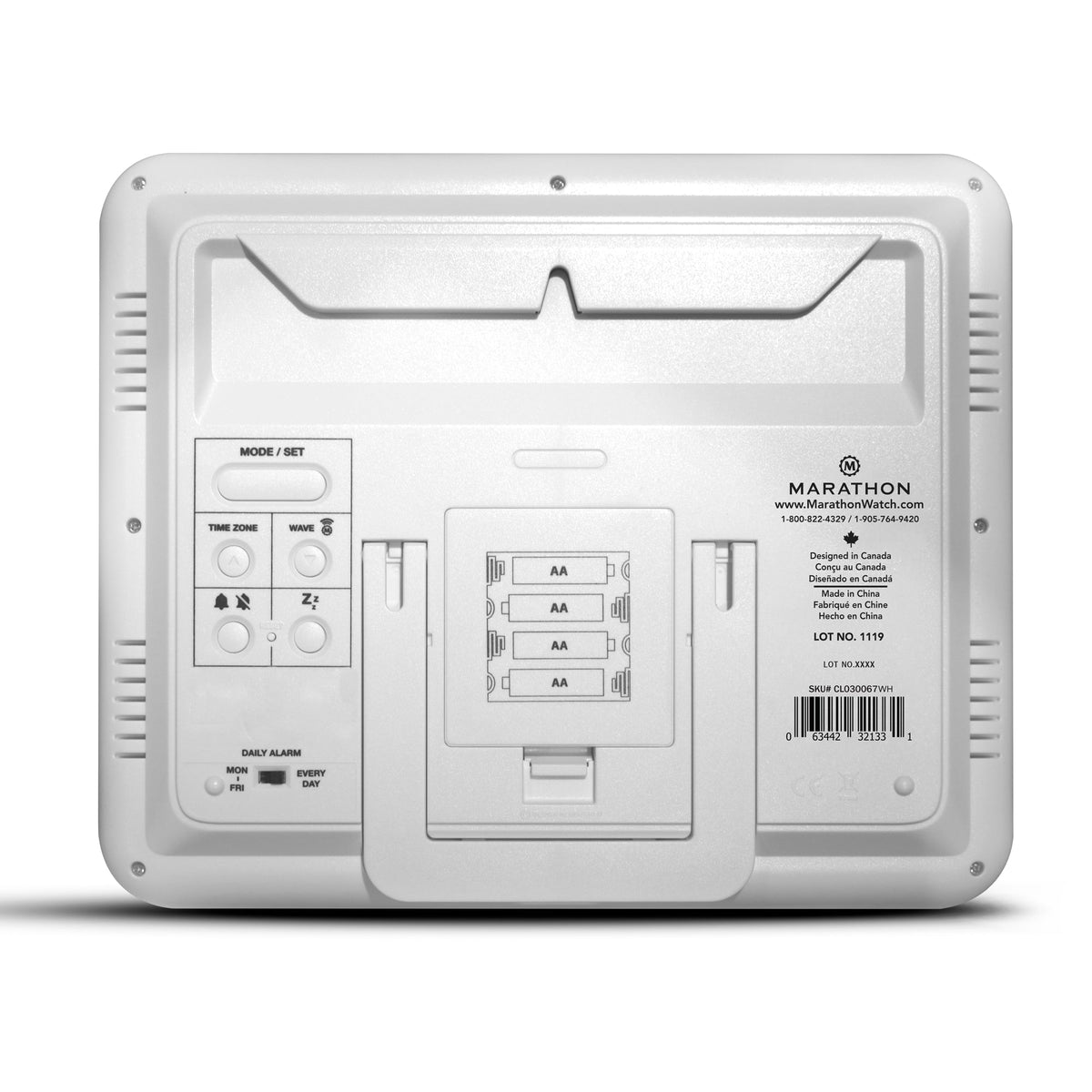 Marathon Slim Self-Setting Wall Clock with Full Calendar Display, Temperature & Humidity