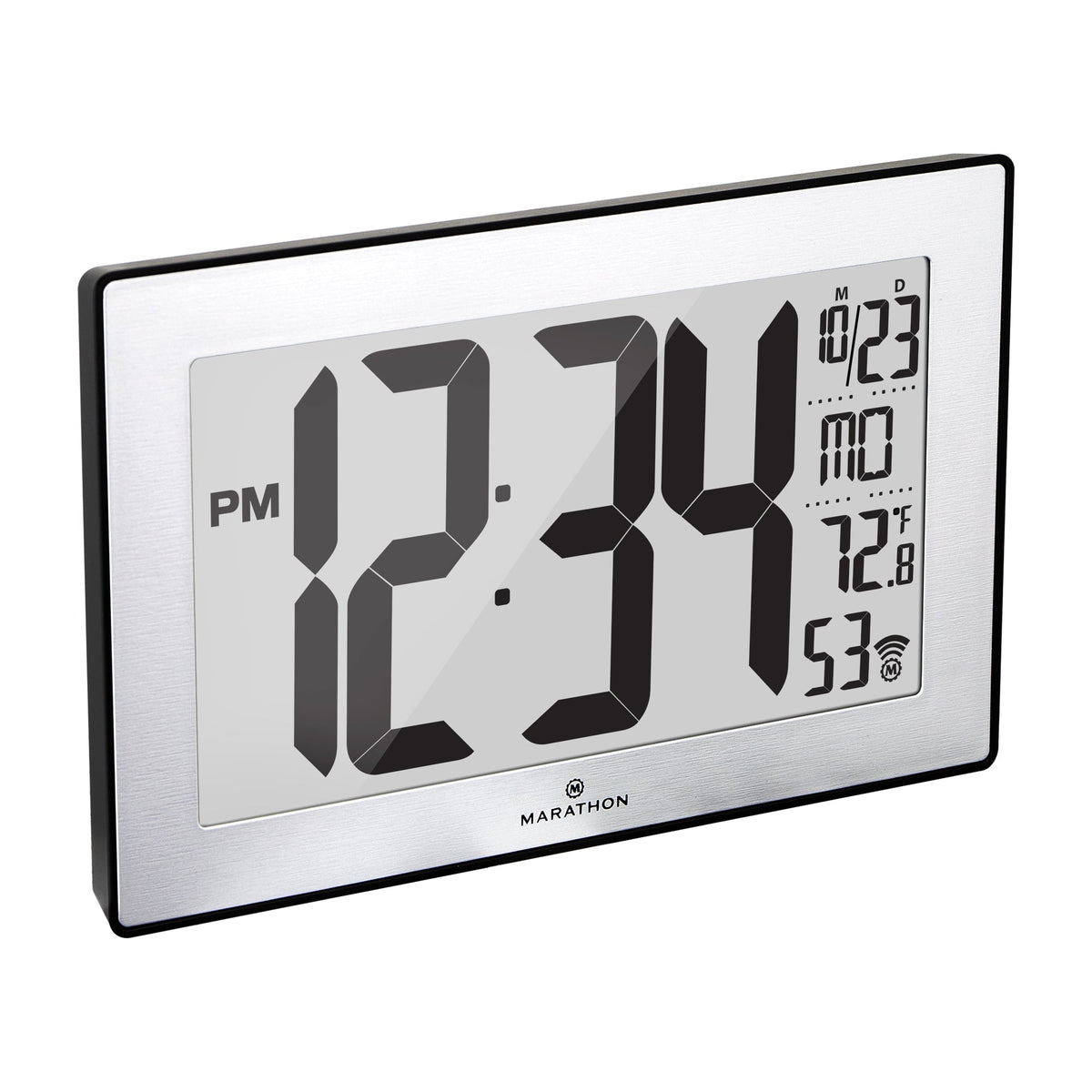 Atomic, Self-setting, Self-adjusting, Wall Clock w/ Stand & 8 timezones - marathonwatch