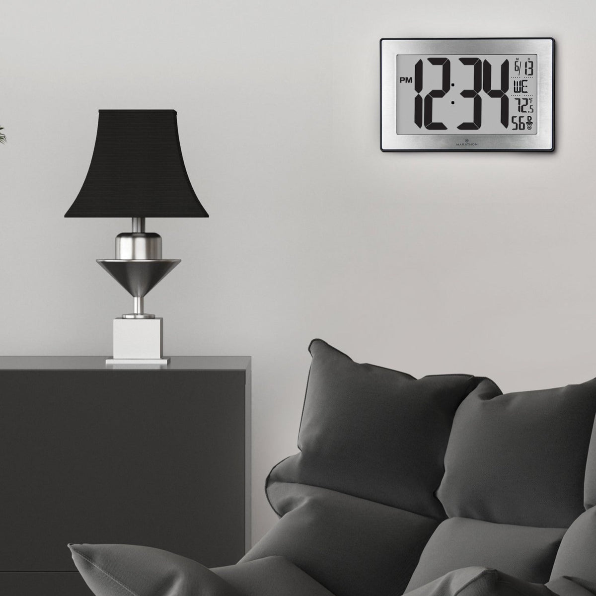 Atomic, Self-setting, Self-adjusting, Wall Clock w/ Stand & 8 timezones - marathonwatch