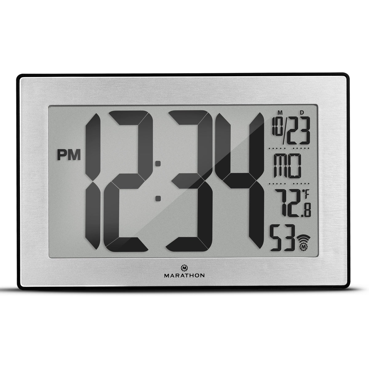 Marathon Self-Setting, Self-Adjusting, Wall Clock w/ Stand & 8 Time Zones - Black/Stainless Steel