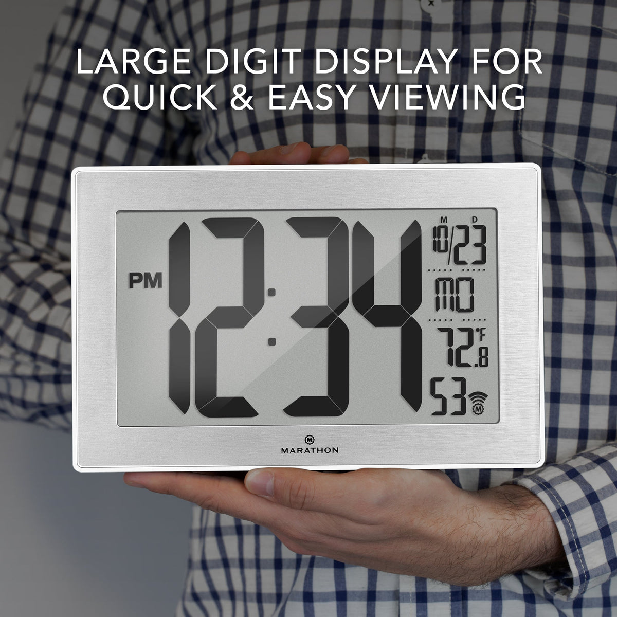 Marathon Self-Setting, Self-Adjusting, Wall Clock w/ Stand & 8 Time Zones - White/Stainless Steel