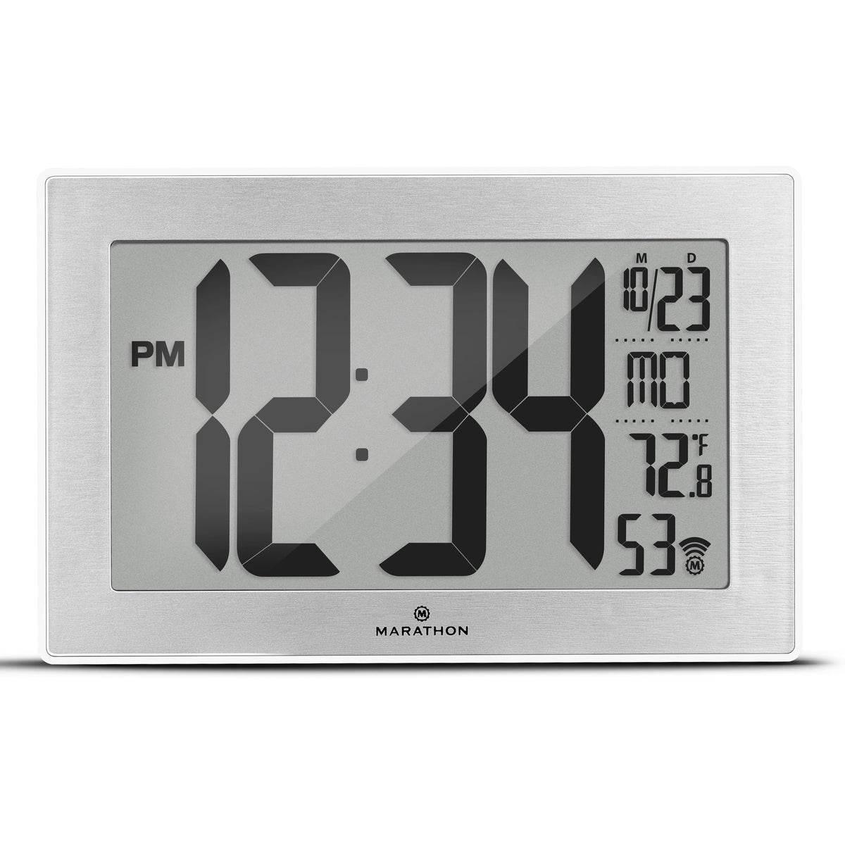 Marathon Self-Setting, Self-Adjusting, Wall Clock w/ Stand & 8 Time Zones - White/Stainless Steel