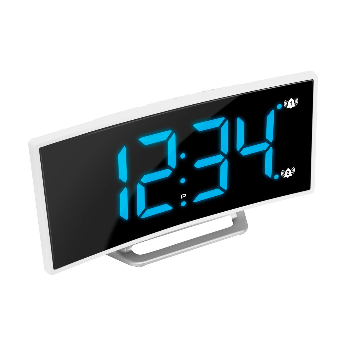 Marathon Hotel Collection - Curved Display LED Clock with Dual Alarm and USB Charging Port