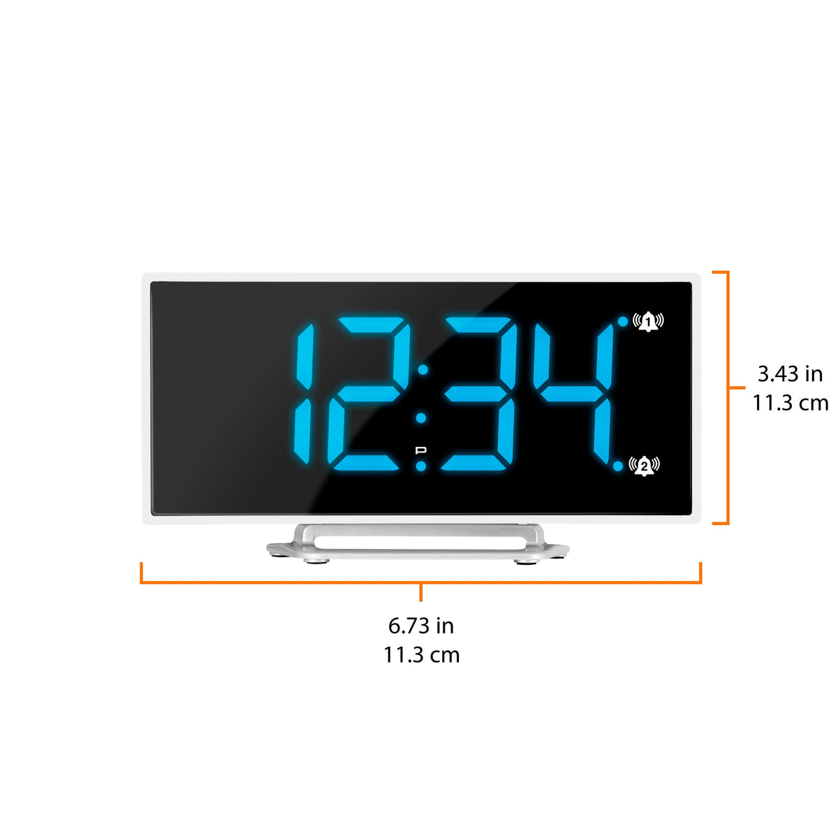Marathon Hotel Collection - Curved Display LED Clock with Dual Alarm and USB Charging Port