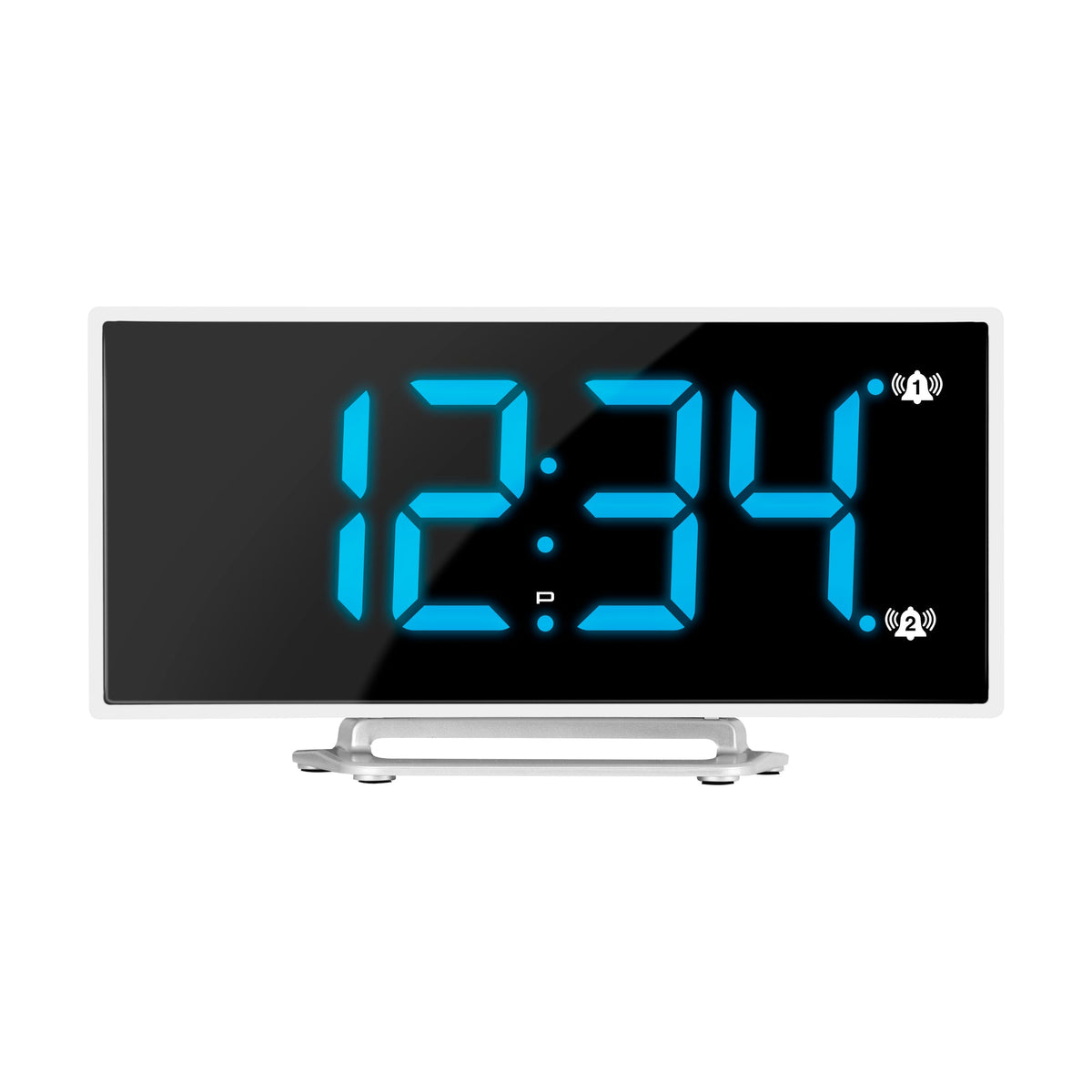 Marathon Hotel Collection - Curved Display LED Clock with Dual Alarm and USB Charging Port