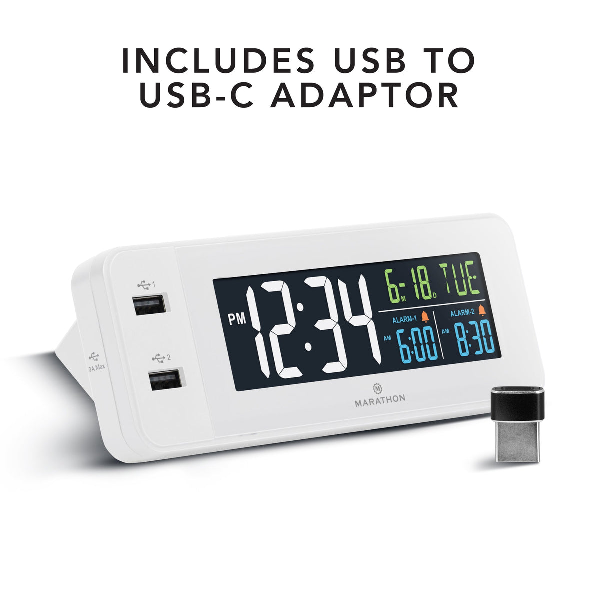 Marathon Hotel Collection - Fast Charging Dual USB-C Alarm Clock