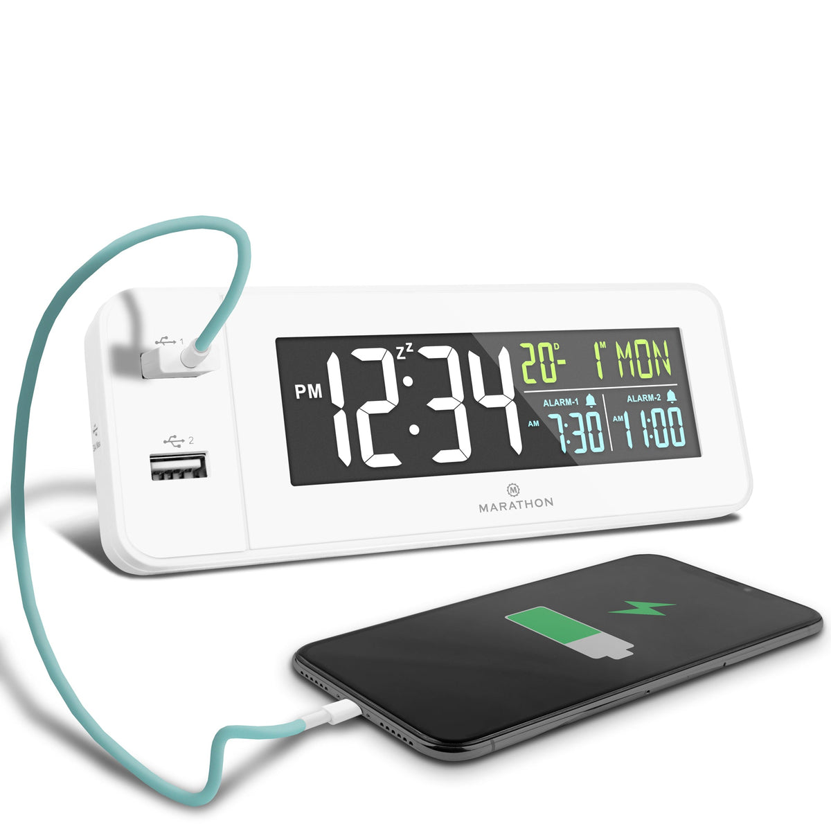 Marathon Hotel Collection - Fast Charging Dual USB-C Alarm Clock
