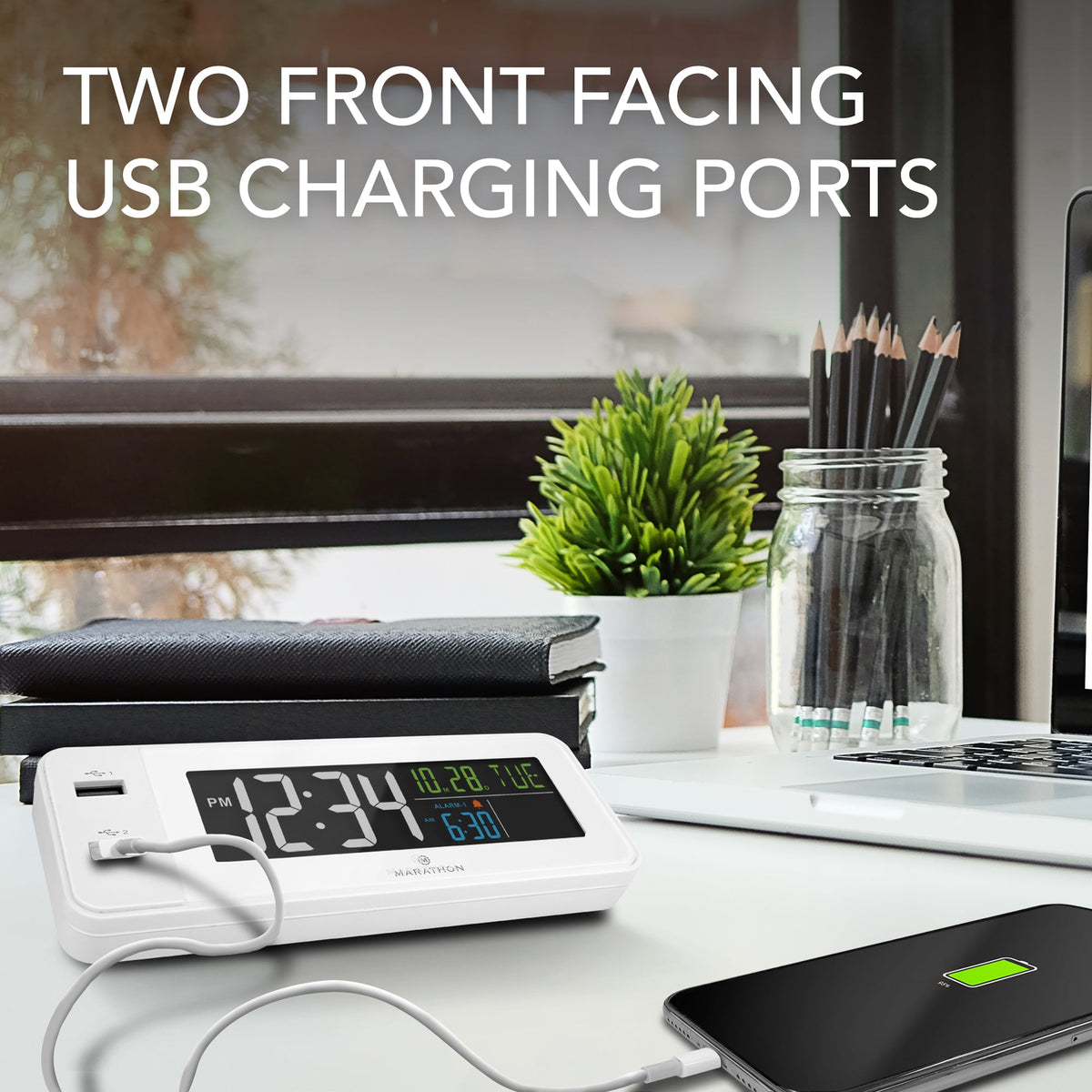 Marathon Hotel Collection - Fast Charging Dual USB-C Alarm Clock