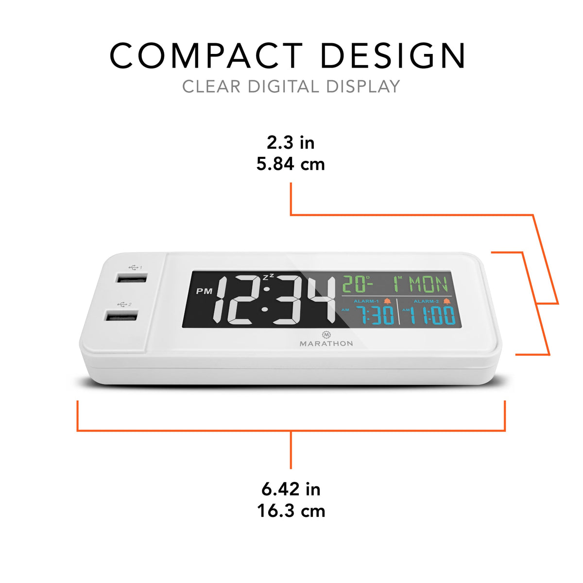 Marathon Hotel Collection - Fast Charging Dual USB-C Alarm Clock