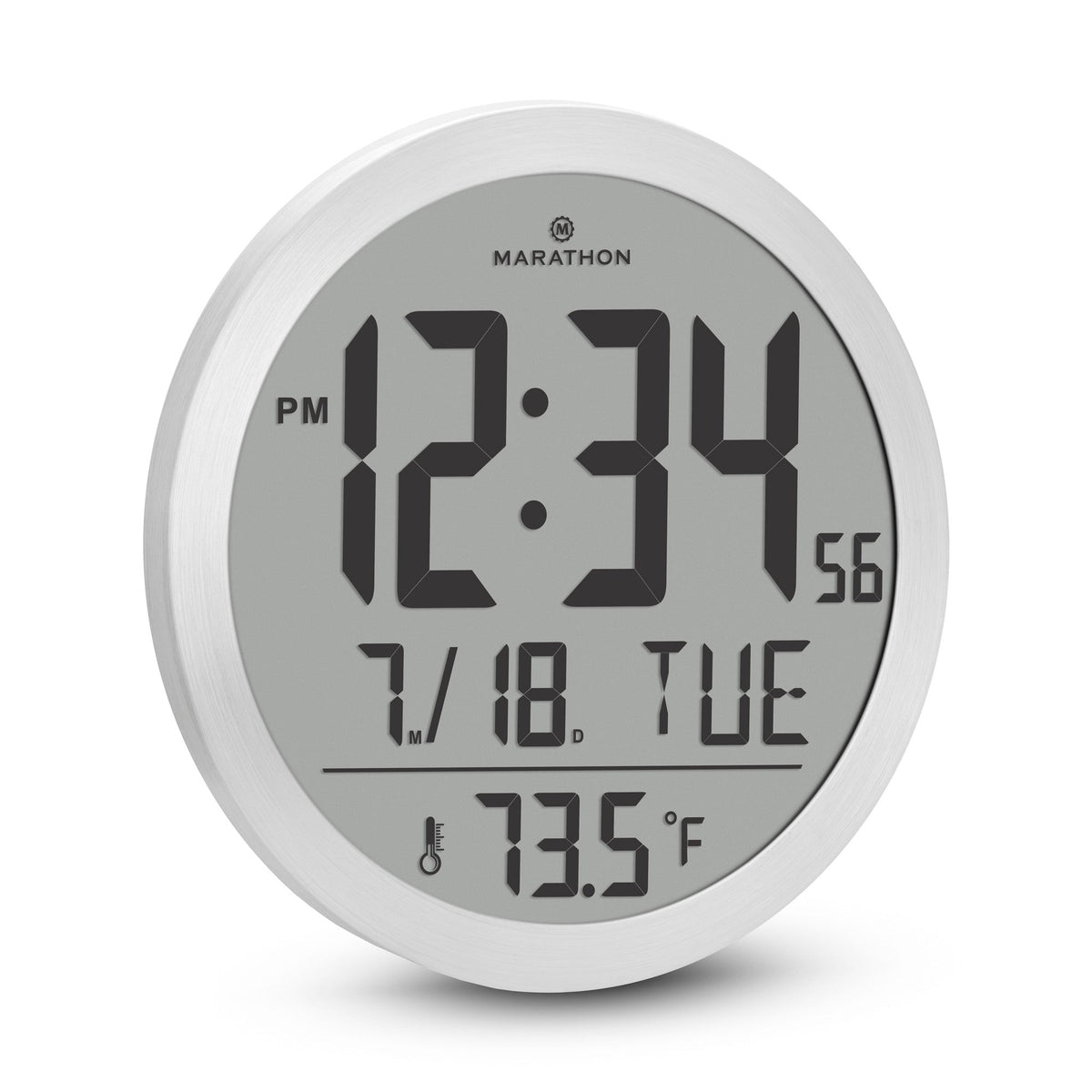 Marathon 15 Inch Round Digital Wall Clock - Black