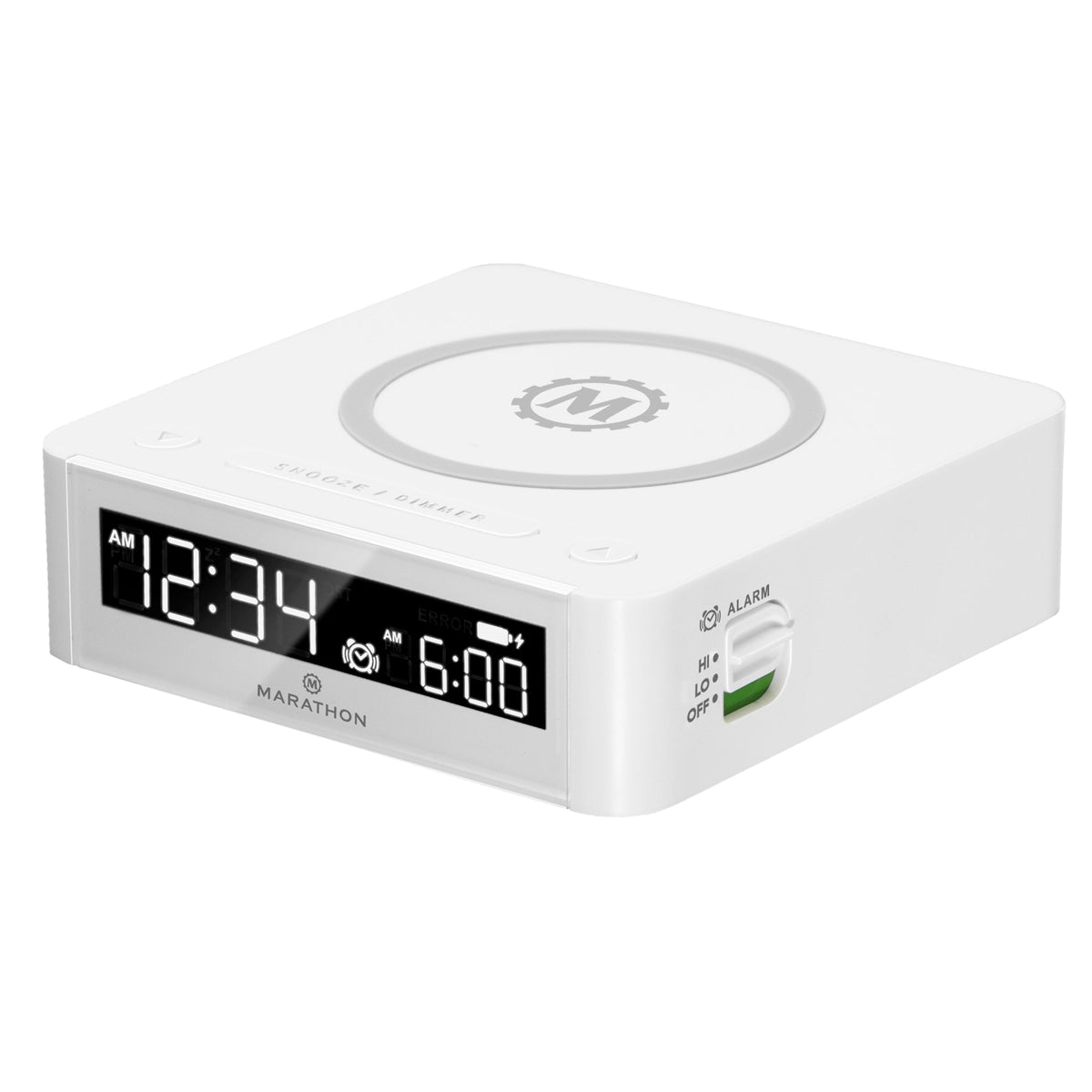 Marathon Wireless USB-C Charger Clock - QI Certified 10W (White)