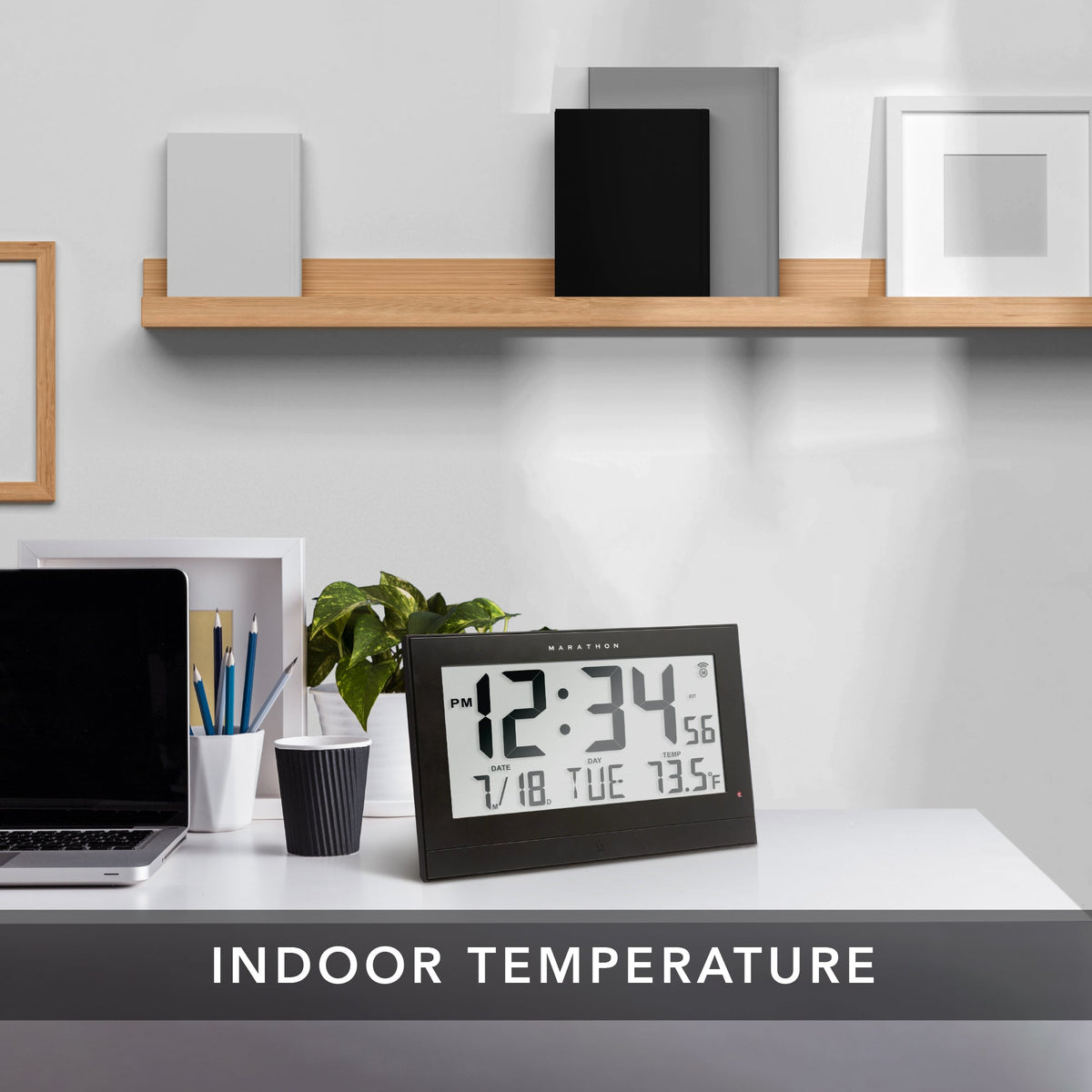 Marathon Self-Setting Clock with Auto Backlight and Power Adapter