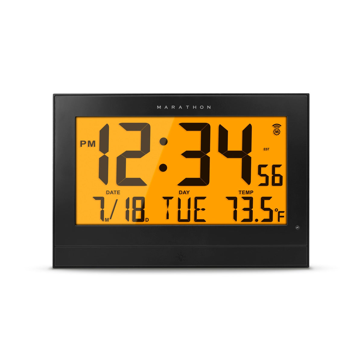 Marathon Self-Setting Clock with Auto Backlight and Power Adapter