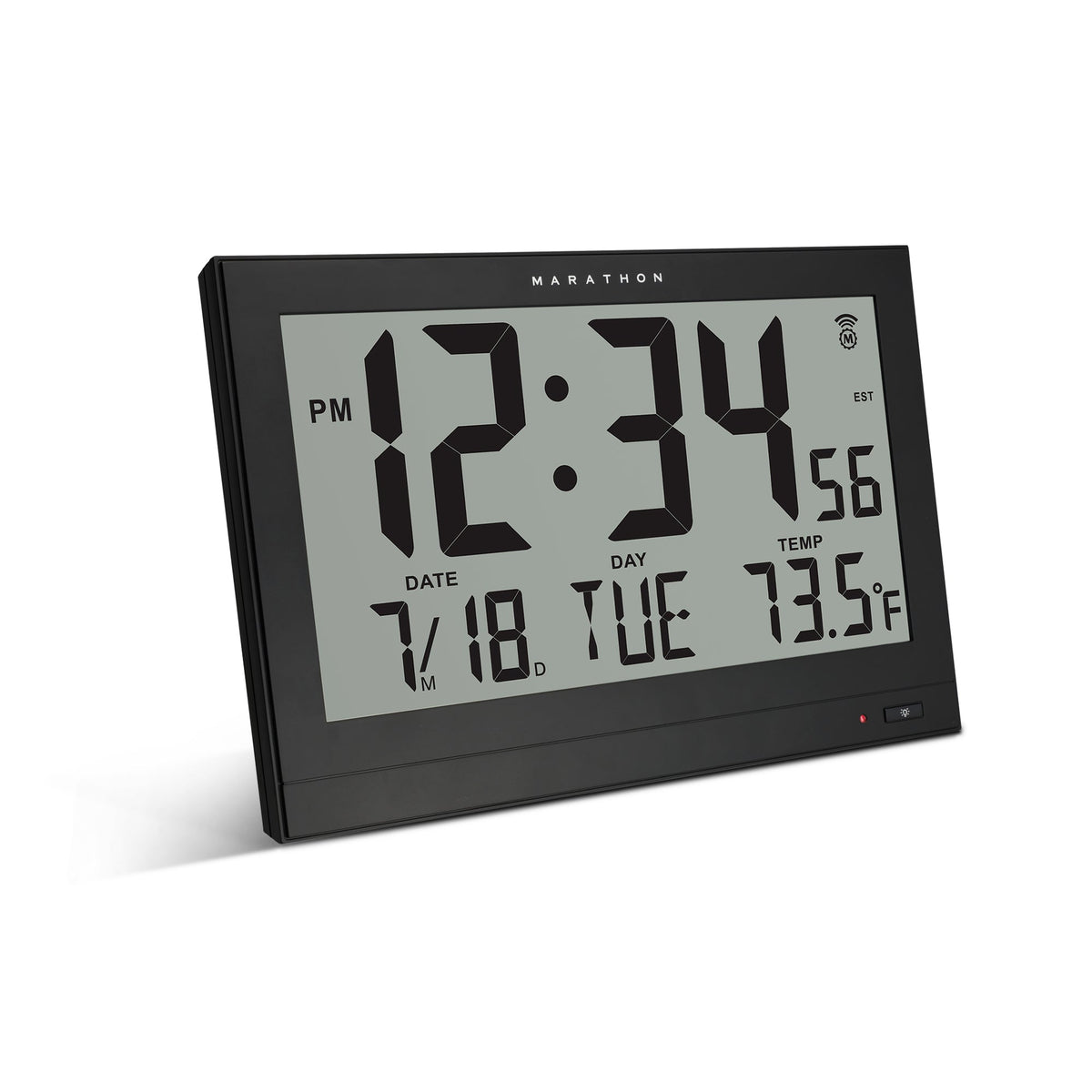 Marathon Jumbo Self-Setting Wall Clock with Auto Backlight and Power Adapter