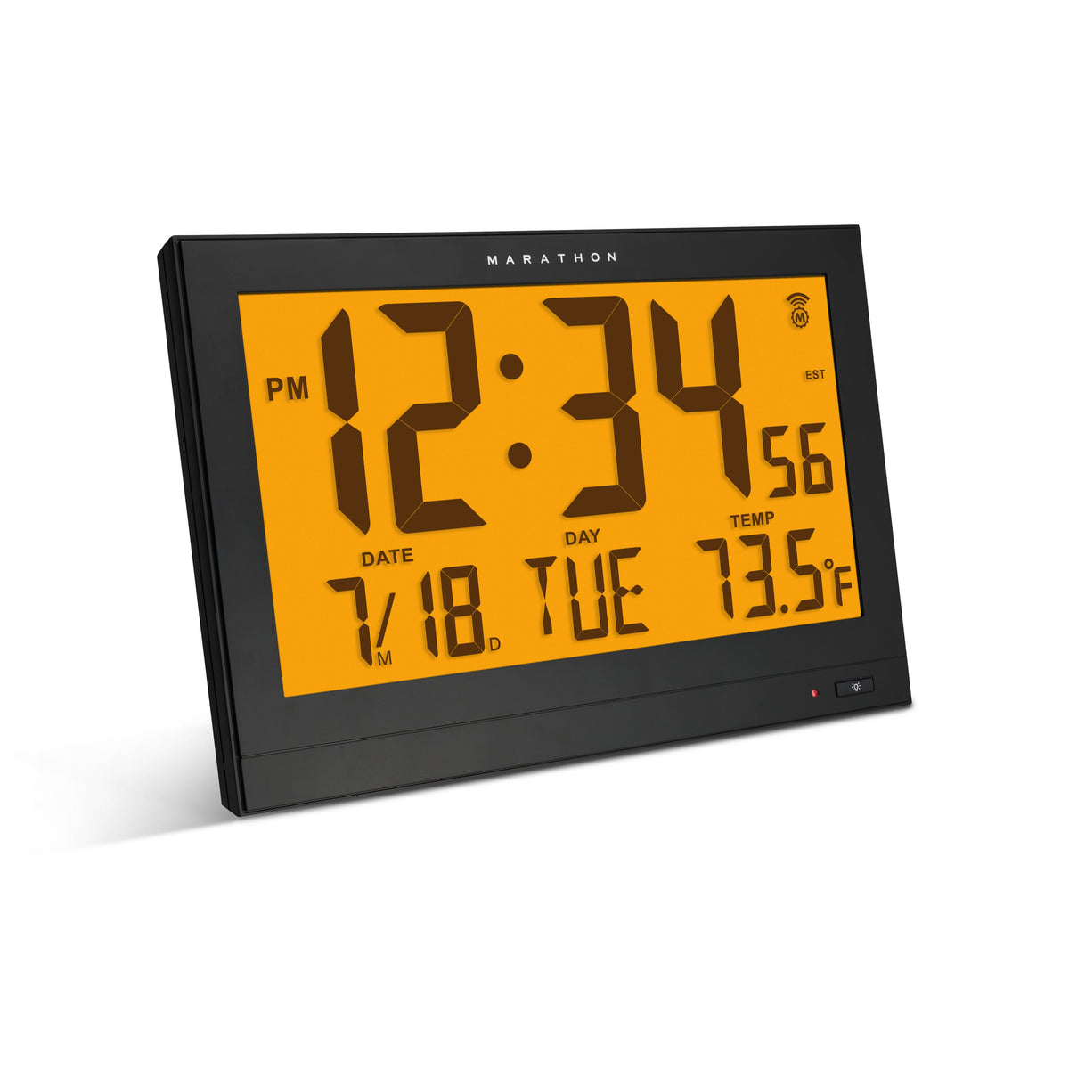 Marathon Jumbo Self-Setting Wall Clock with Auto Backlight and Power Adapter