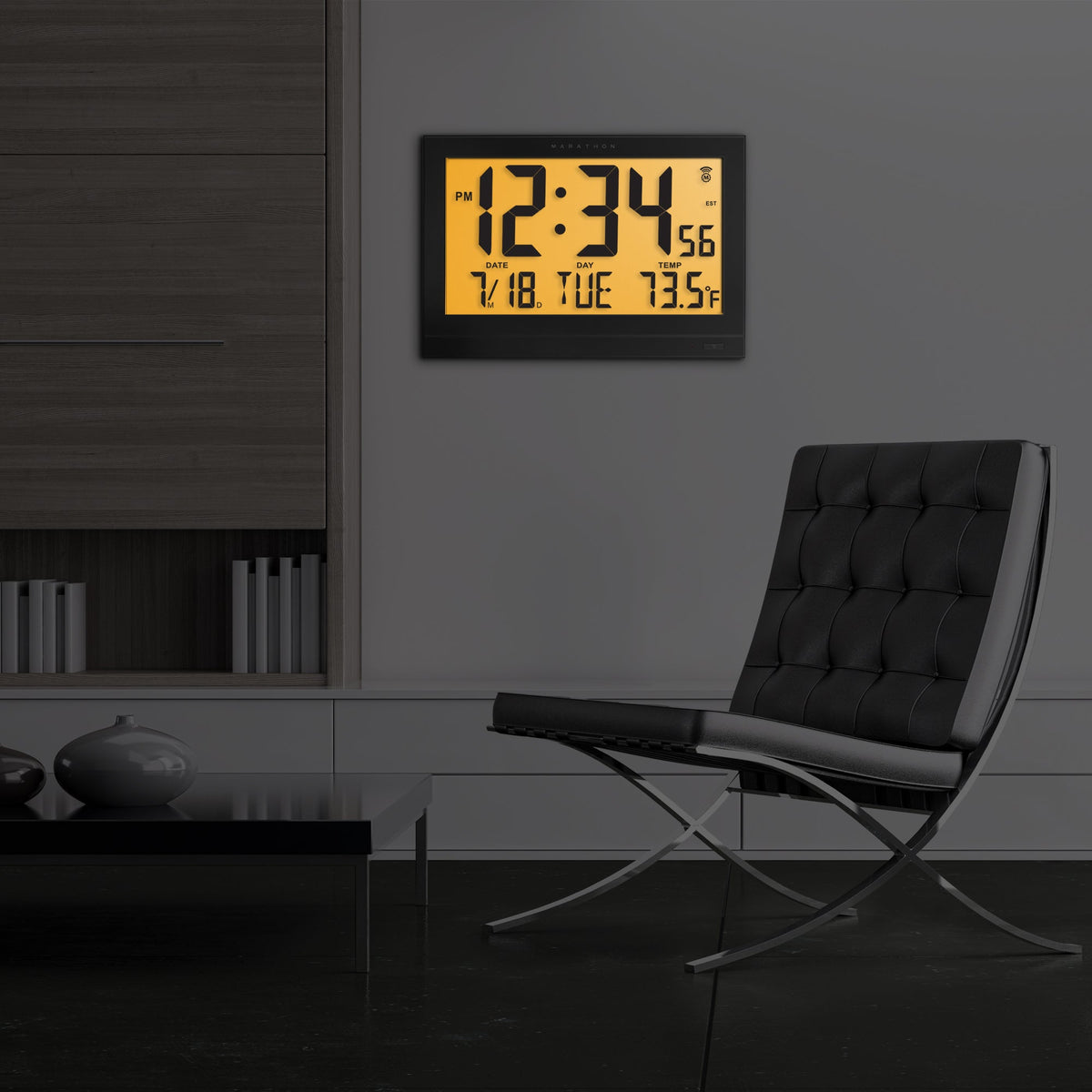 Marathon Jumbo Self-Setting Wall Clock with Auto Backlight and Power Adapter