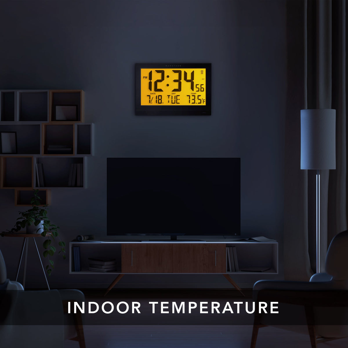 Marathon Jumbo Self-Setting Wall Clock with Auto Backlight and Power Adapter