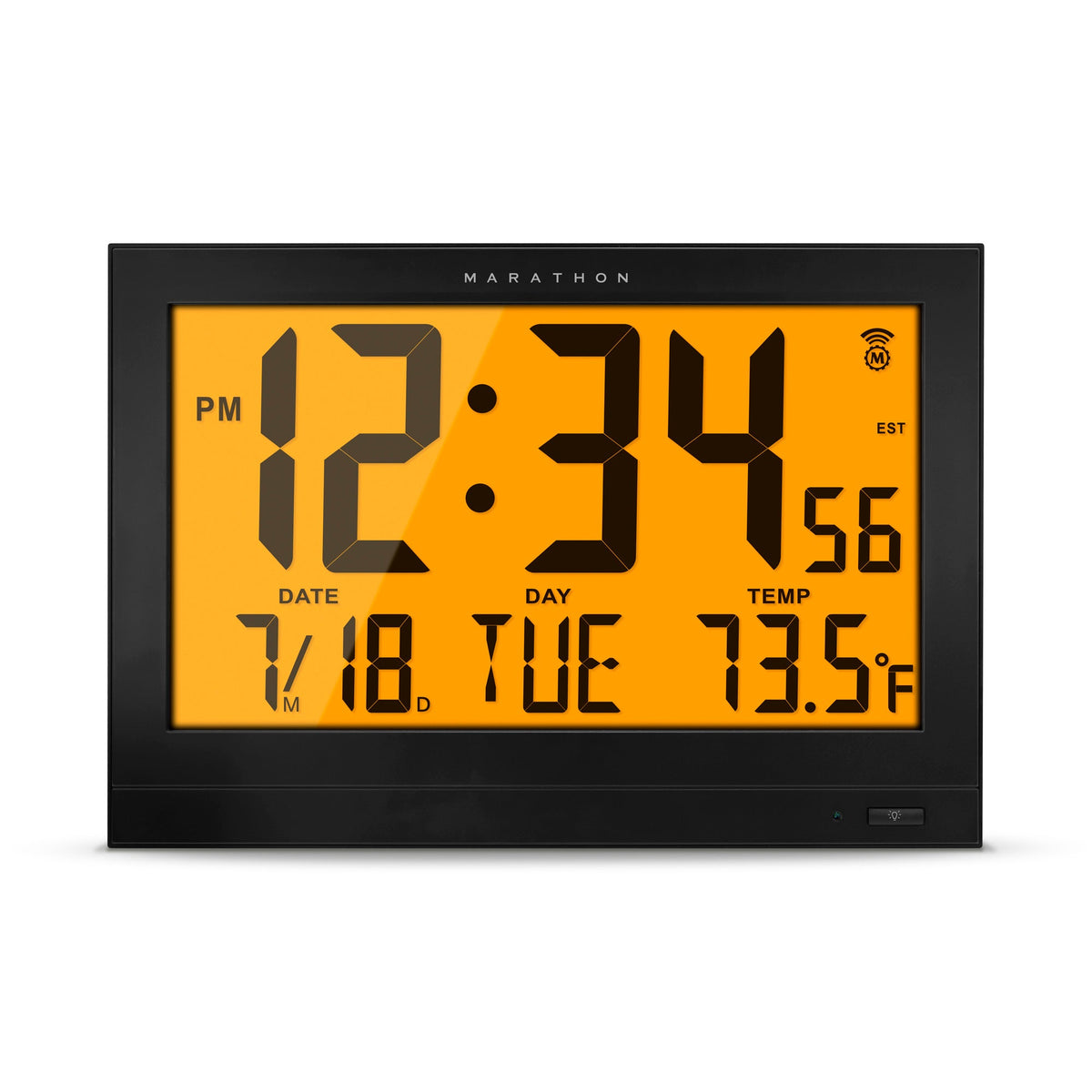 Marathon Jumbo Self-Setting Wall Clock with Auto Backlight and Power Adapter