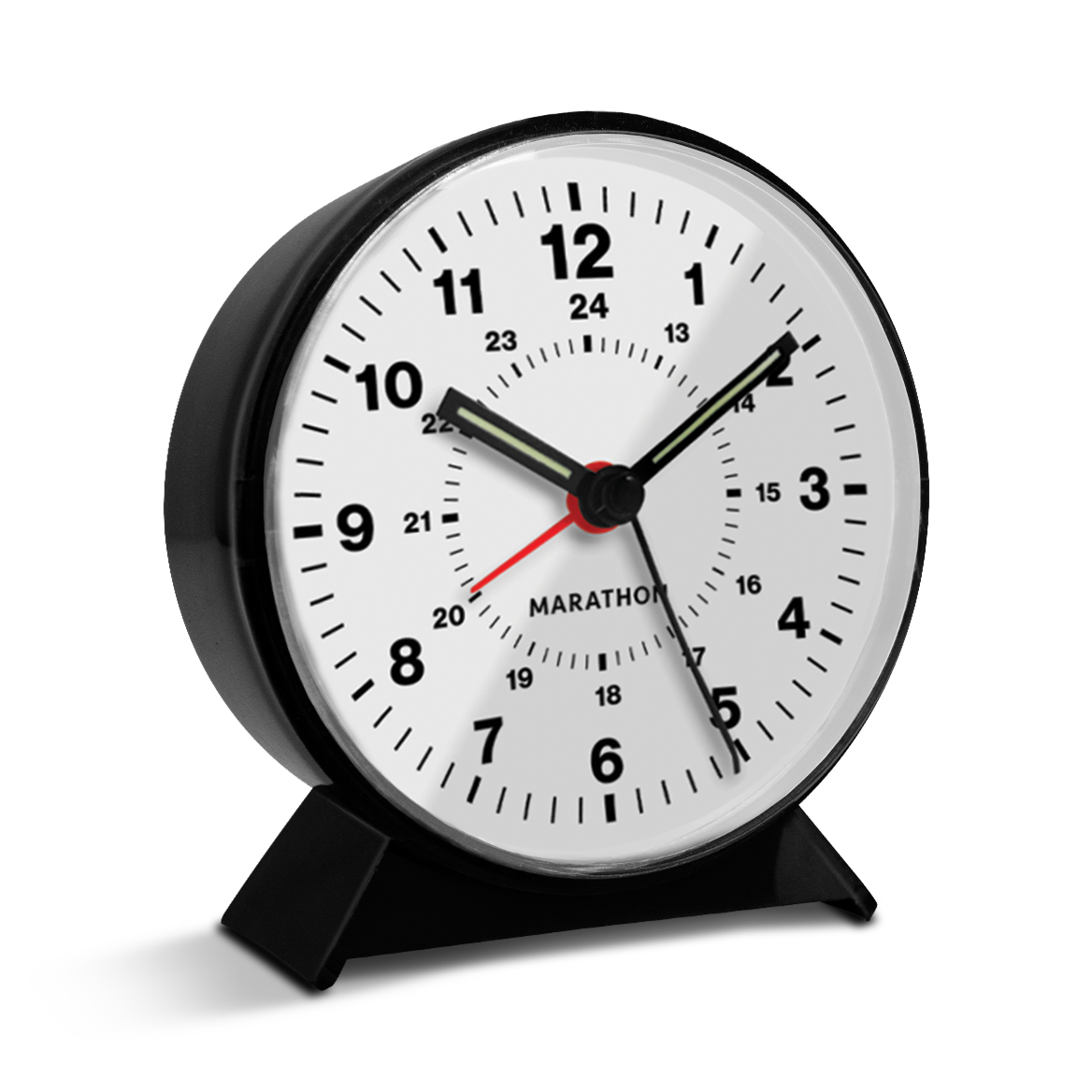 Marathon Alarm Clock with Mechanical Wind Up - White Dial