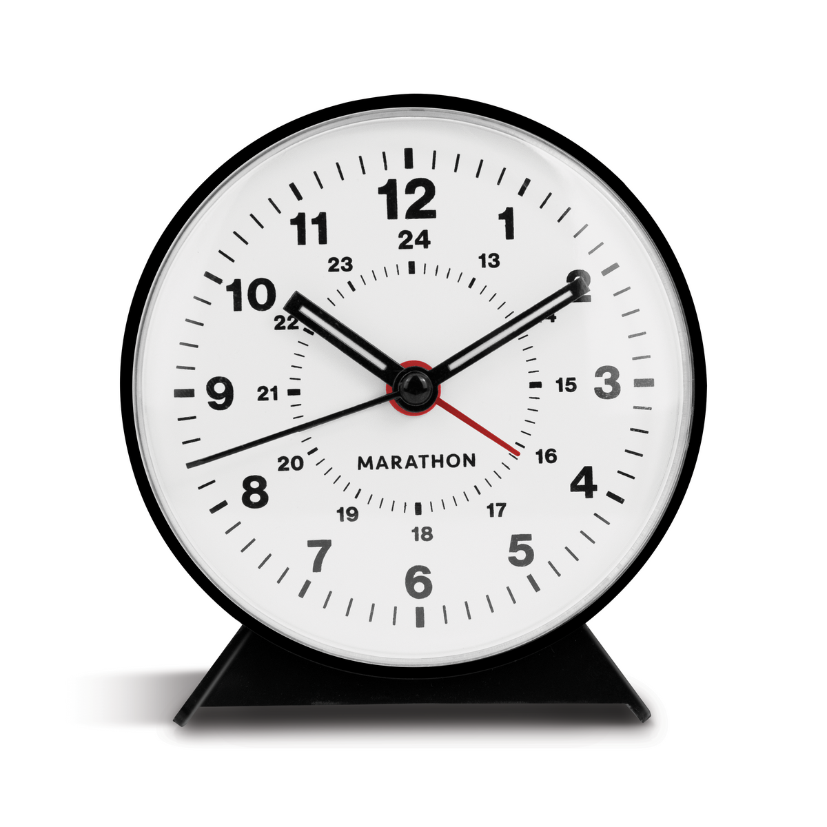 Marathon Alarm Clock with Mechanical Wind Up - White Dial