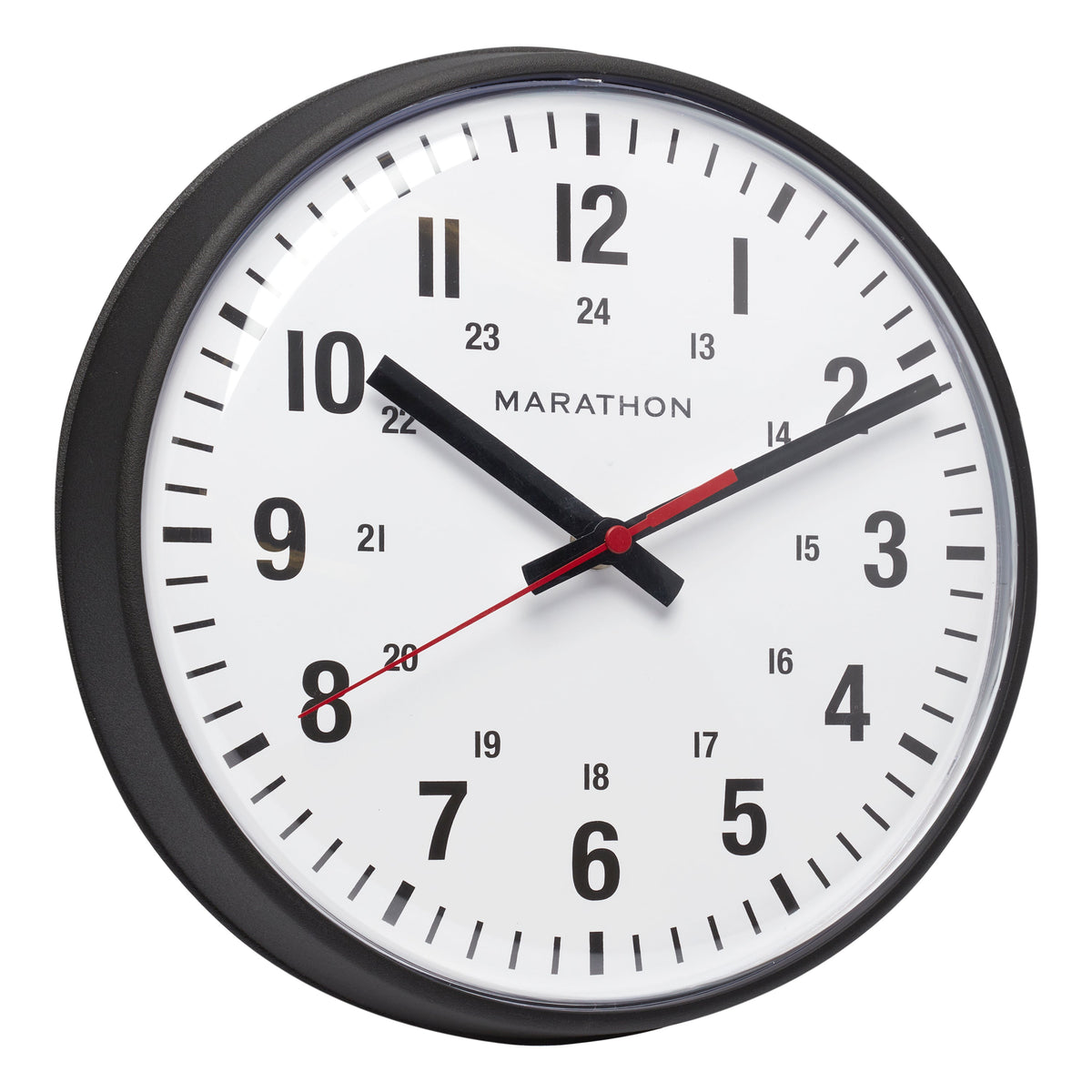 Marathon 10 Inch Silent Continuous-Sweep Analog Wall Clock - Black