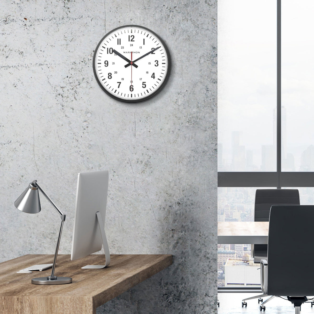 Marathon 10 Inch Silent Continuous-Sweep Analog Wall Clock - Black