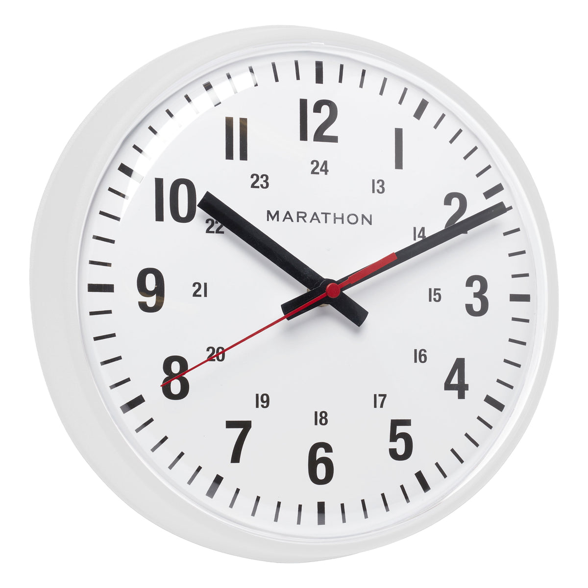 Marathon 10 Inch Silent Continuous-Sweep Analog Wall Clock - White