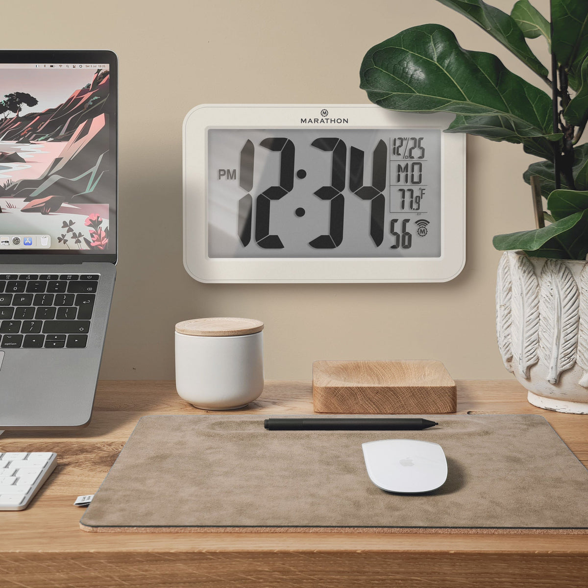 Marathon Self-Setting Wall Clock With 8 Time Zones