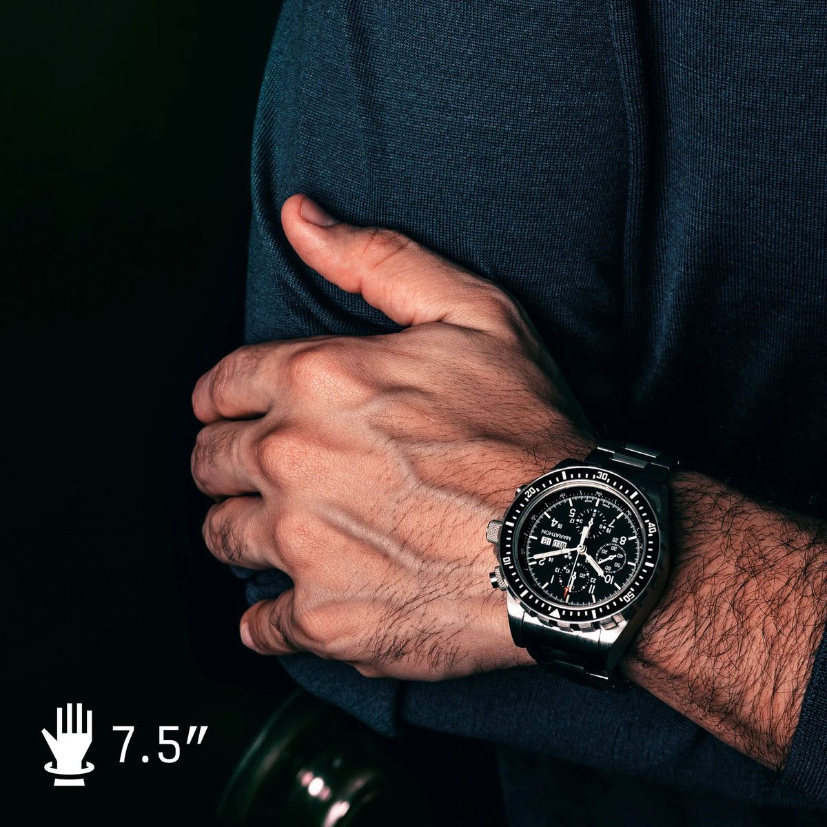 Marathon 46mm Jumbo Diver/Pilot's Automatic Chronograph (CSAR) with Stainless Steel Bracelet