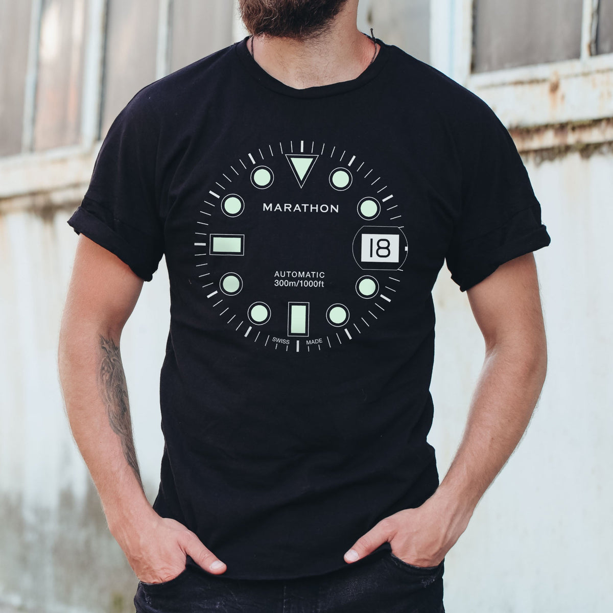 Marathon Slim Fit Midnight Black Glow Marathon Watch OSAR-D T-Shirt