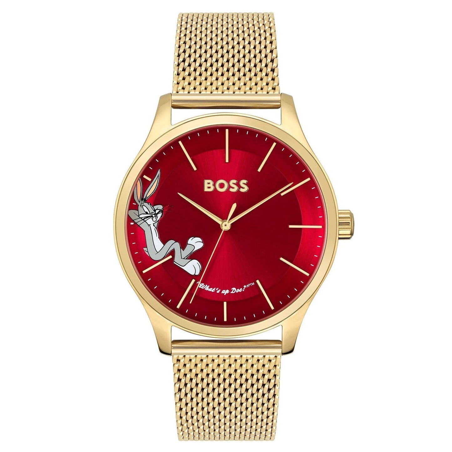 HUGO BOSS ELITE BUGS BUNNY GOLD STEEL MESH RED DIAL MEN'S WATCH 1514063 - WatchDNA | Connecting a network of jewellers with watch enthusiasts