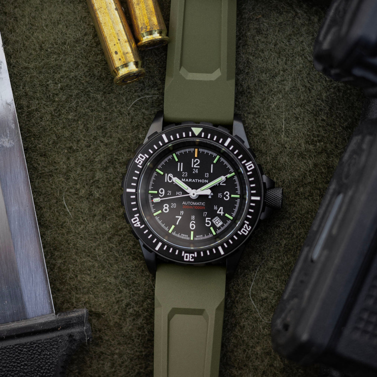 Marathon 3-Piece Rubber Strap Kit, OD Green, Anthracite, 20mm