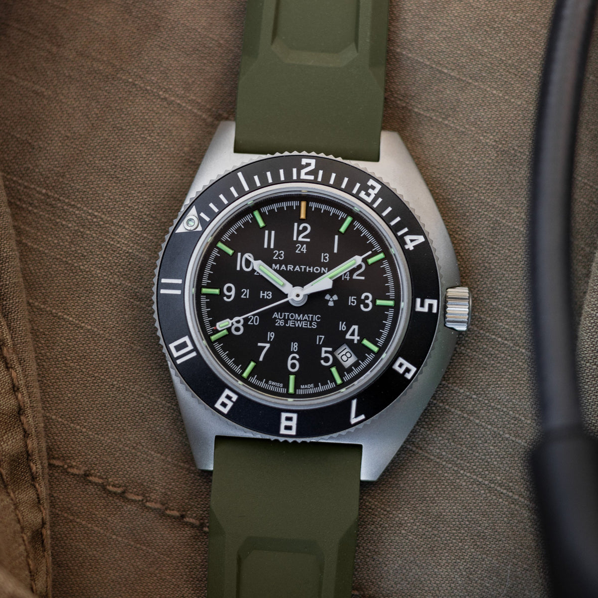 Marathon 3-Piece Rubber Strap Kit, OD Green, Parkerized, 20mm