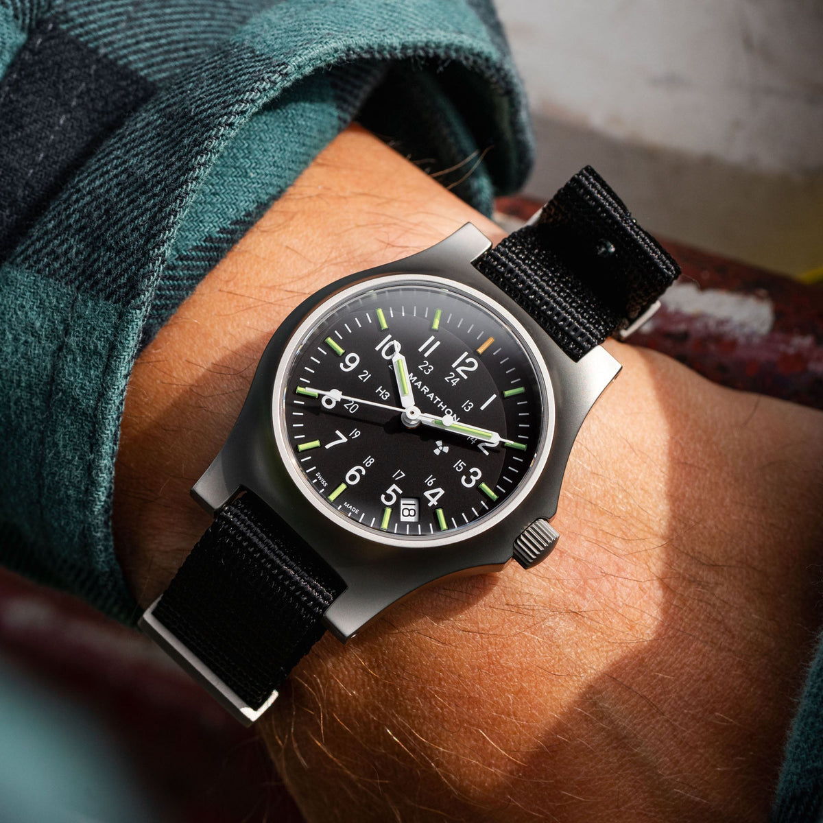 Marathon 36mm Officer's Quartz w/ Date (GPQ-D) on Nylon DEFSTAN